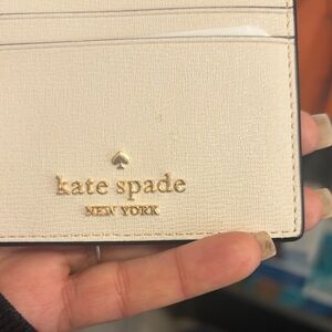 Kate Spade Ivory Card Holder with Gold Accents